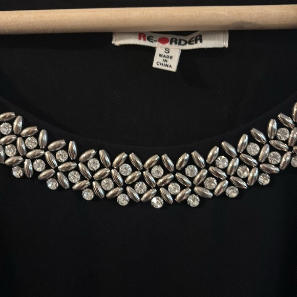 RE Order Black Beaded blouse NWOT - Picture 3 of 3